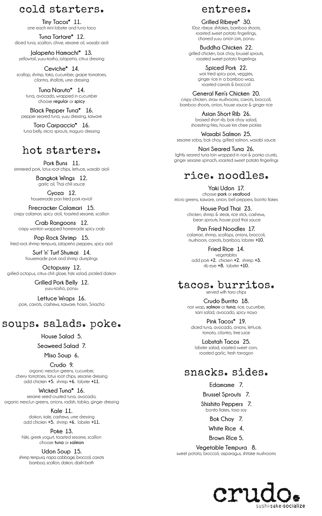 Crudo Boston Menus