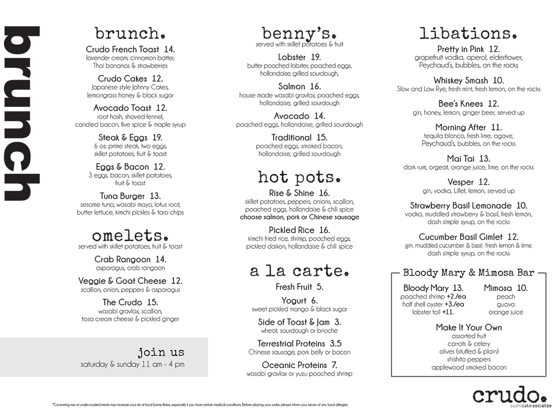 Crudo Boston Menus